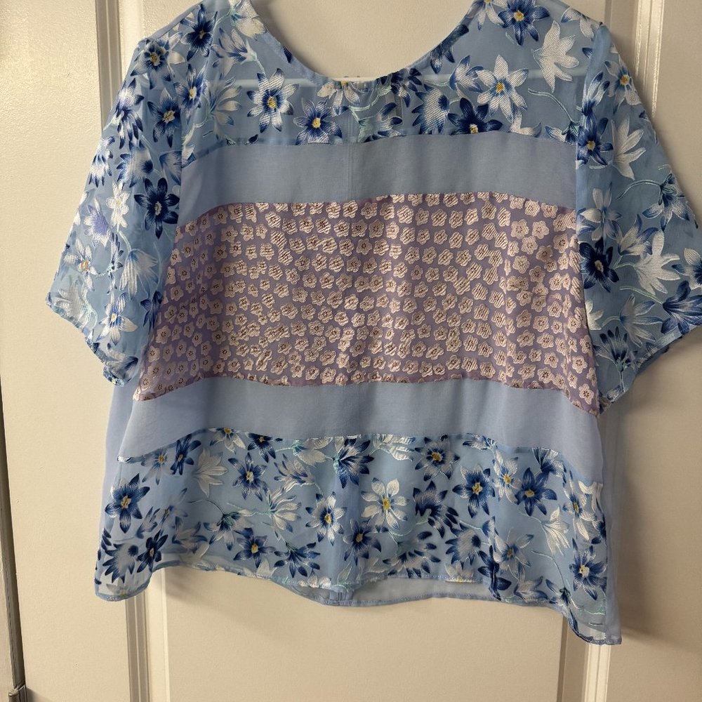 Topshop Women's Floral Mesh Top